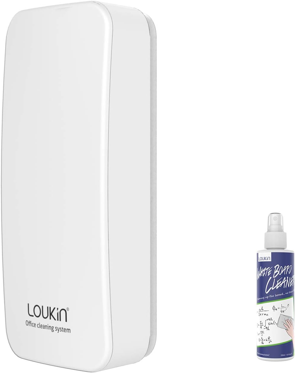 loukin Magnetic Dry Erase Eraser, Whiteboard Eraser, Glass Board Remover, 3.4 fl oz Whiteboard Cleaner Included, for Classroom, Home and Office Use (White)