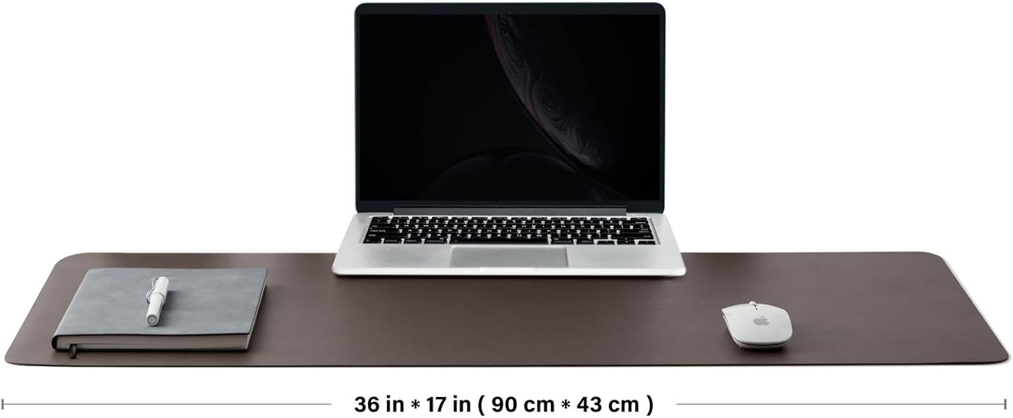 Leather Desk Mat - Non-Slip PU Desk Pad for Office and Home - Desk Organization and Accessories - Ideal for Large Mouse Pad and Desk Mats on Top of Desks (Coffee,36"x 17")