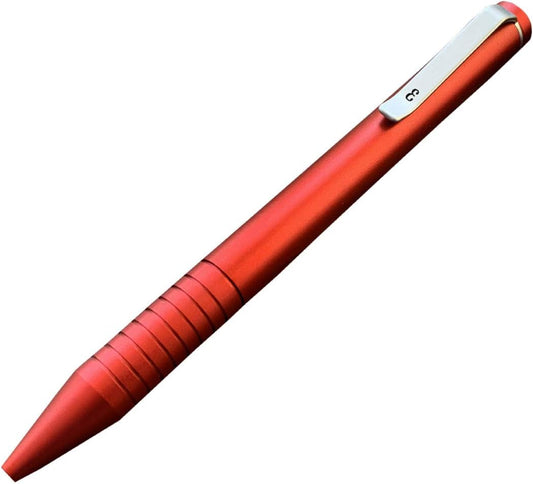 Everyman Grafton Mini Twist Refillable 0.7mm Ball Point Pen Crimson | Sleek Anodized Aluminum Pocket Pen with Grooved Grip | Smooth Writing EDC Ink Pen for Office, Travel, Work & Gifting