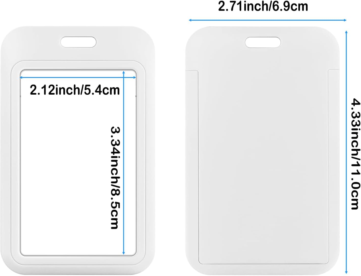 15 Pack Sliding ID Badge Holder Vertical Hard Plastic Card Case Protector Pouch,for Office School ID Credit Cards Proximity Work Badge Sleeve Key Cards Driver's Licenses (White)