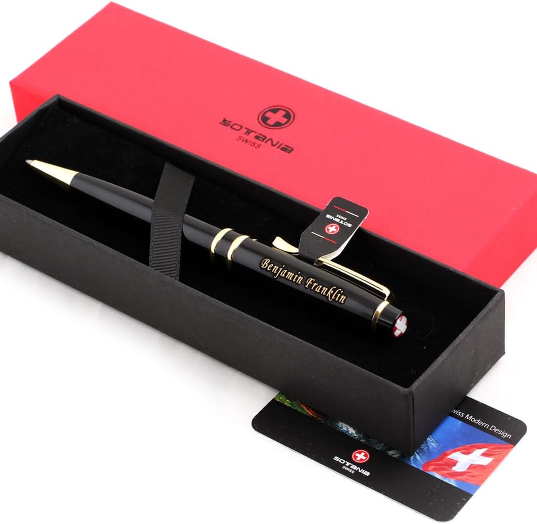 Free Engraving - Personalized Roller Ballpen, Ballpoint pen, Ball pen, Refillable Pens, Retractable Medium Point Black Ink, Custom Gifts for Men, Women, Classy Gift Box