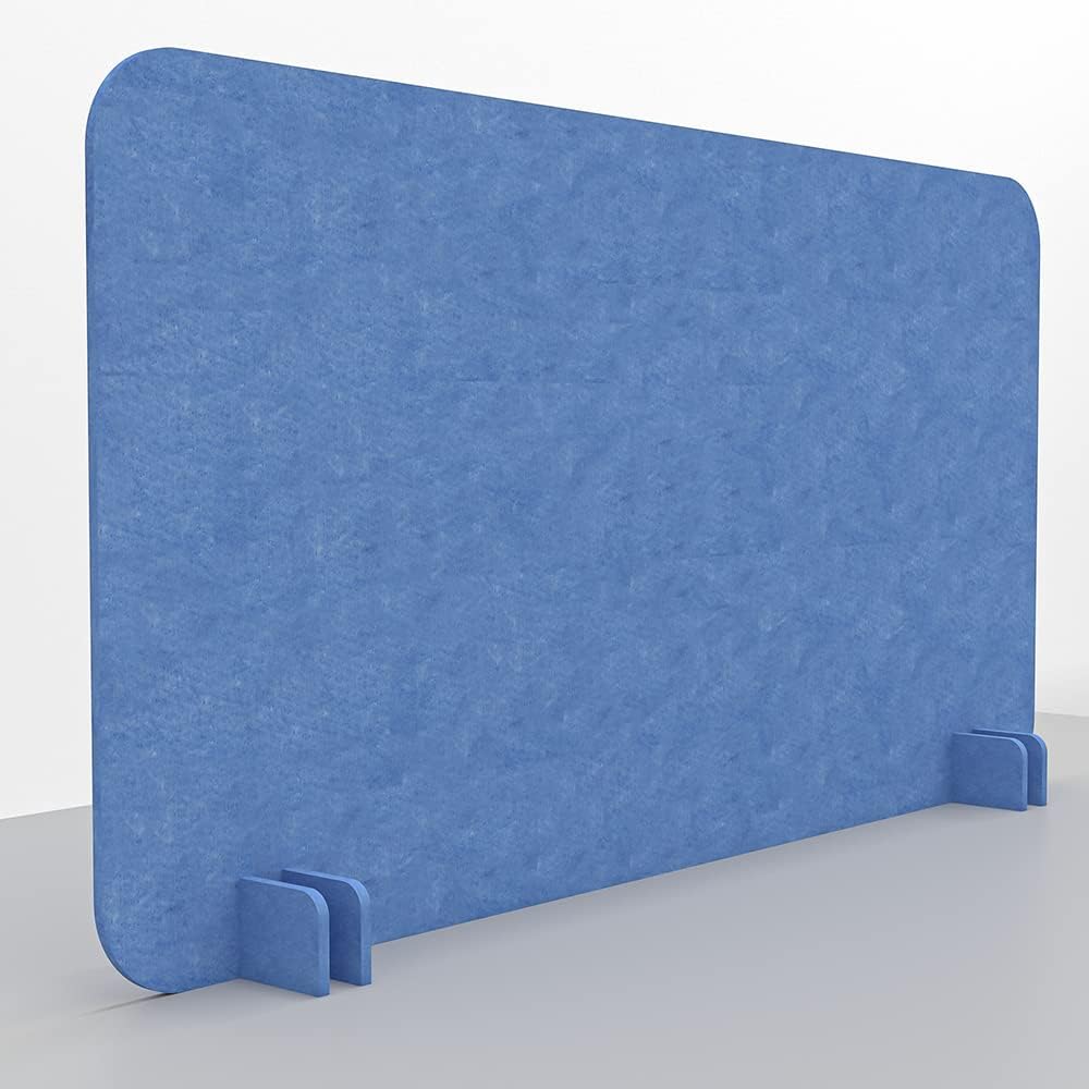 Freestanding Acoustic Desk Divider with Mount | Eco-Friendly Privacy Screen Panel | Noise Reducing Desk Partition | Tackboard Option & Easy to Install | Made from Recycled Plastic | Black - 18" X 47"