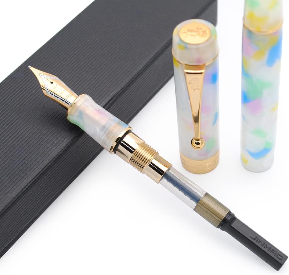 JINHAO 100 Fountain Pen with Ink Converter (Medium Nib 0.7mm, Colorful)