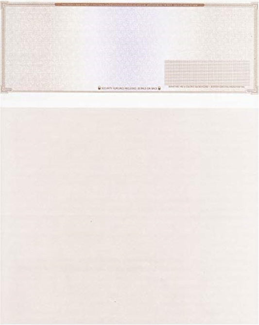 100 Blank Check Stock - Check on Top Mazed- Paper Weight # 70"High Security" Check Paper Brown Mazed