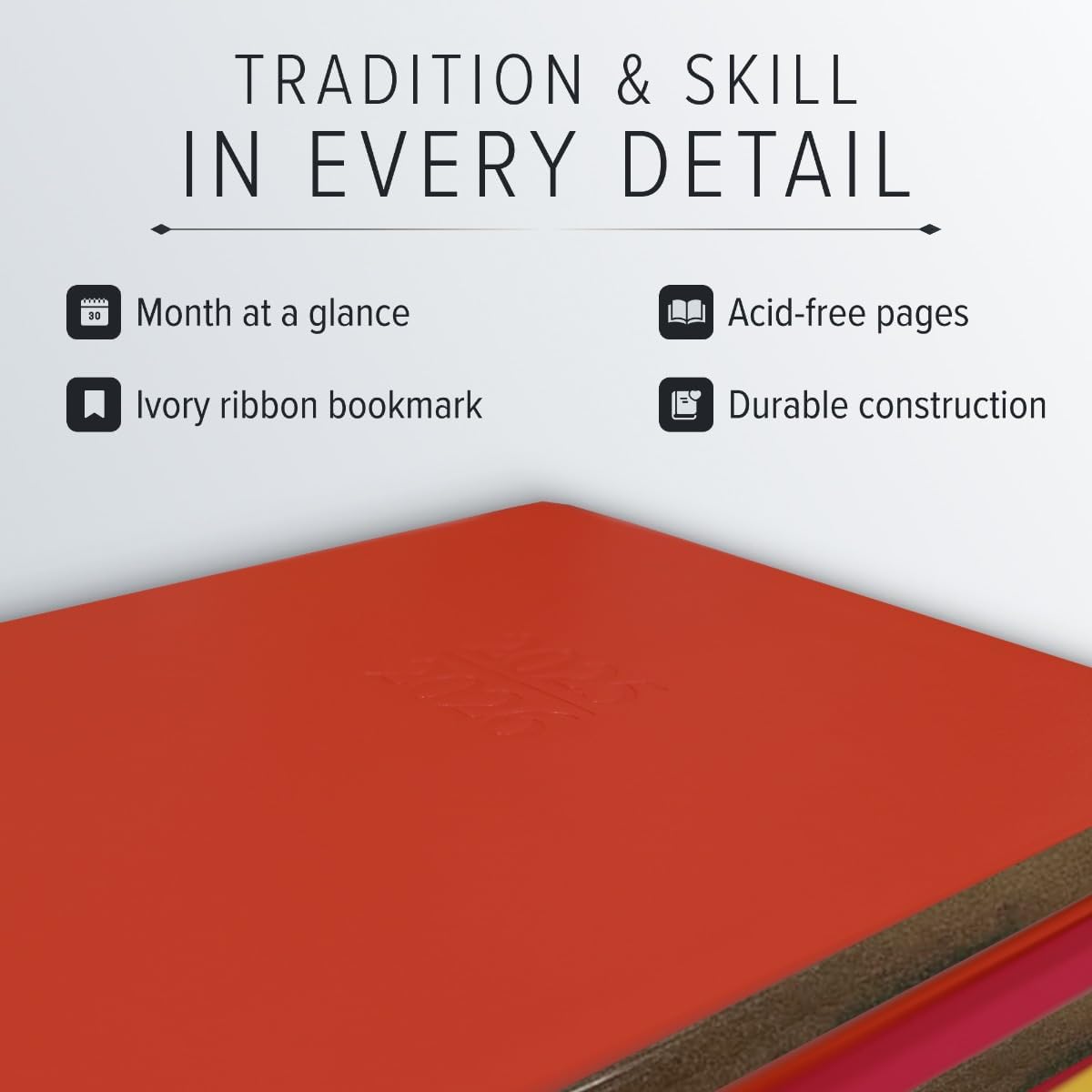 Gallery Leather Academic Planner 2025-2026, Teacher and Student Weekly Monthly Planner, Elegantly Bound Calendar with Gold-Gilded Page Edges, 18 Months - Caribbean Fuchsia - 9x7"