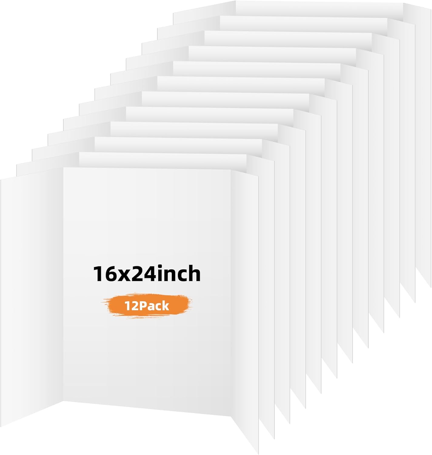 12 Pack Trifold Poster Board, 16x24 Inches White Presentation Board, Portable Display Board for Science Fair, School DIY Project and Business Exhibitions