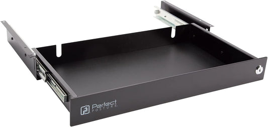 Perfect Posture Max Under Desk Storage Drawer – Large Desk Drawer with Lock for Regular & Sit-Stand Standing Desks, Black (19.5" x 7.5")