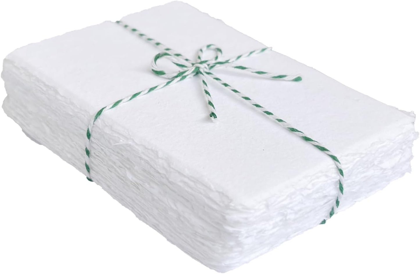 Handmade Deckle Edge Blank Paper - Mixed Media Loose Leaf Paper for Postcards, Invitations, Crafts and Announcements - White Color - Package of 50 - Thick 150 GSM - 4 x 6