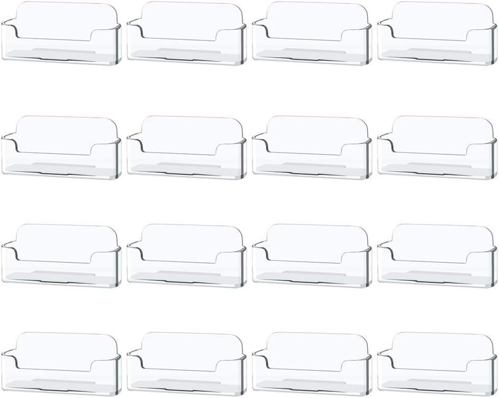 16 Pack Clear Desktop Business Card Holder Display, Plastic Business Card Stand for Office