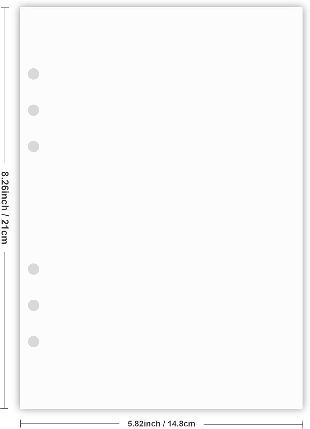 (3-Pack) A5 Blank Paper, Refills for Filofax Planner, Organizer, Binders, 6 Hole Punched, Total 300 Sheets/600 Pages, 100gsm, White, 5.8 x 8.2 Inch
