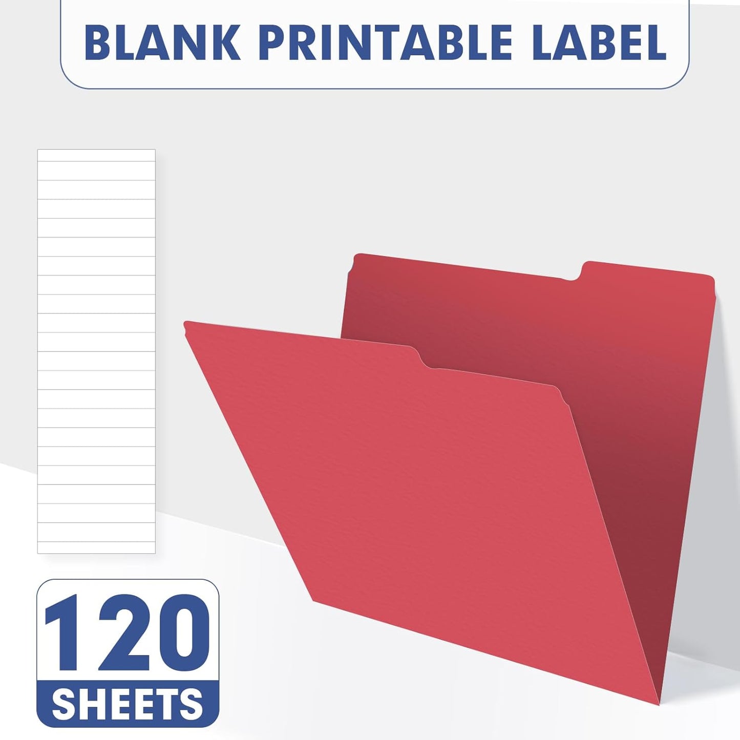 File Folder, PANDRI 120 Pack File Folder, 1/3 Cut Tab, Letter Size, Filing Folder for Office School Business, Red