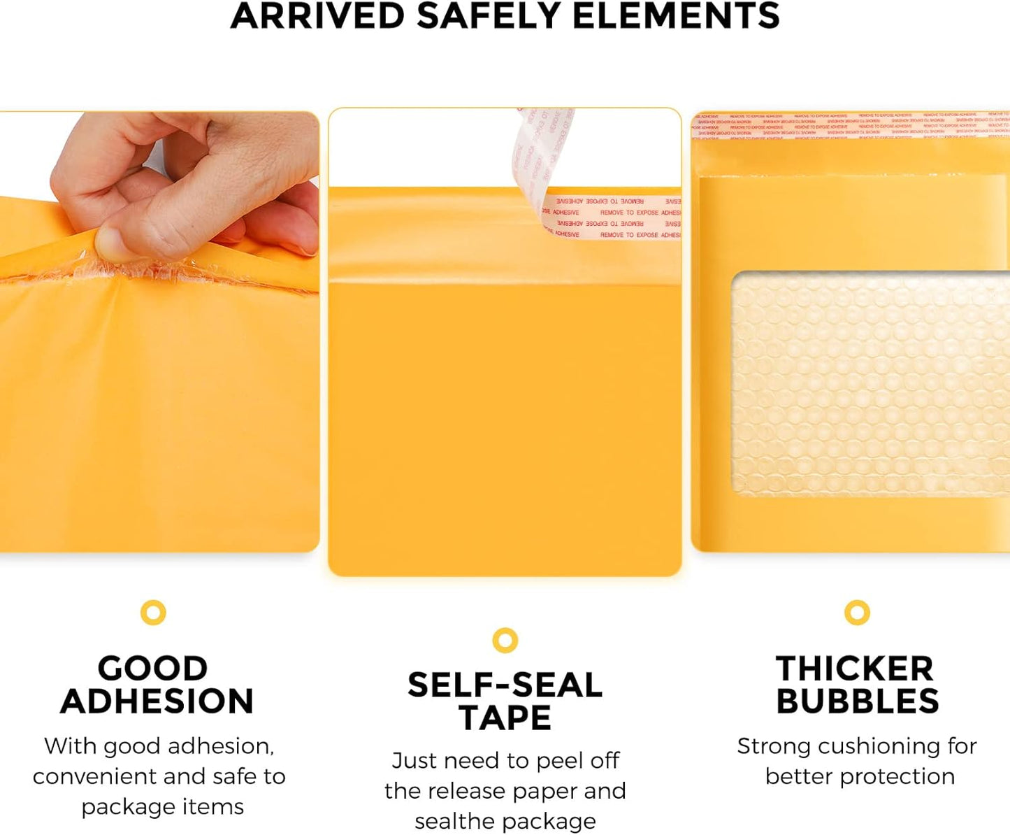 Fuxury Kraft Bubble Mailer 6x10 Inch 50 Pack，Strong Adhesion Padded Envelopes,Self Seal Bubble Envelopes, Waterproof Cushioned Bubble Mailers Packaging for Small Business，Bulk #0 Mailers Yellow