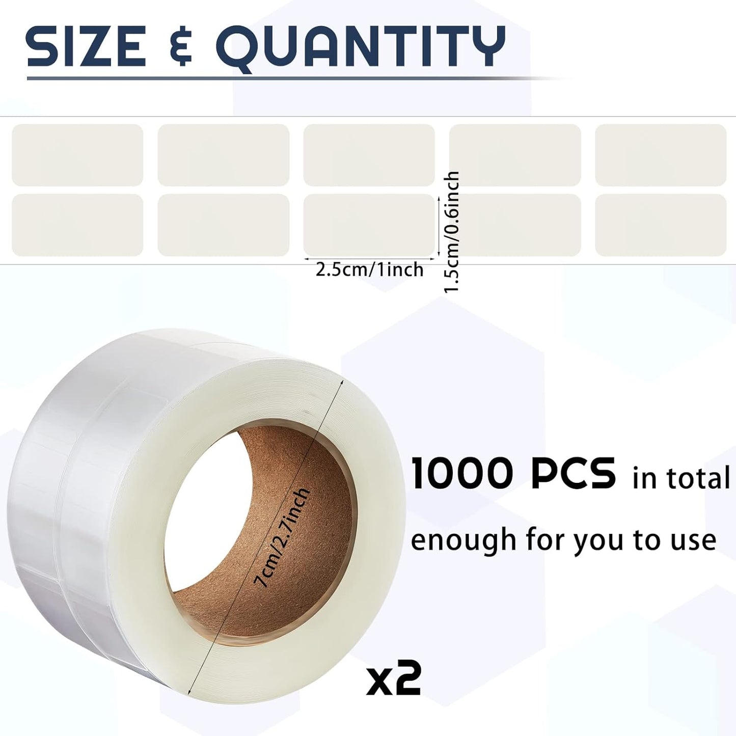 1000 Pieces Label Protector Clear Labels Wafer Seals Waterproof 0.59 x 0.98 Inch Back to School Clear Covers for Protecting Barcodes, Numbers and Stickers