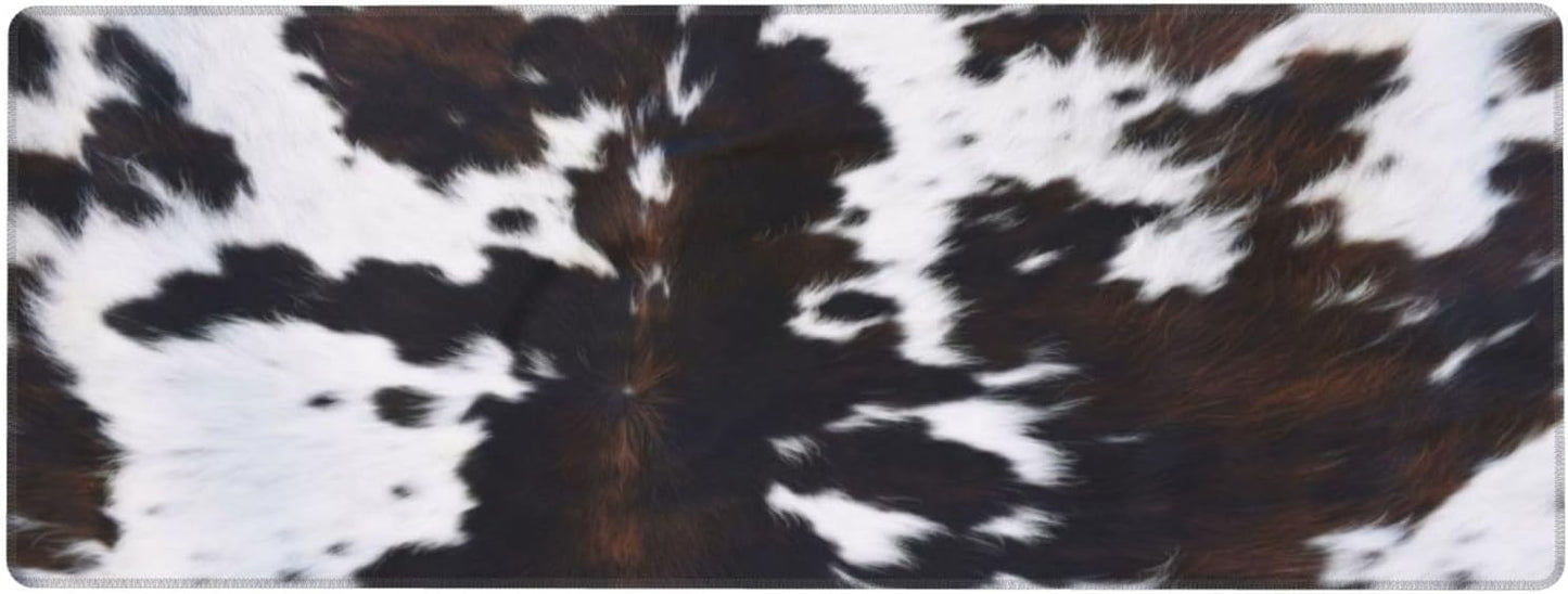 Gaming Mouse Pad, Large Non-Slip Rubber Base Mousepad, Keyboard Mouse Mat, Desk Pad with Stitched Edges, 31.5x11.8inch, Cowhide-Textured Pattern