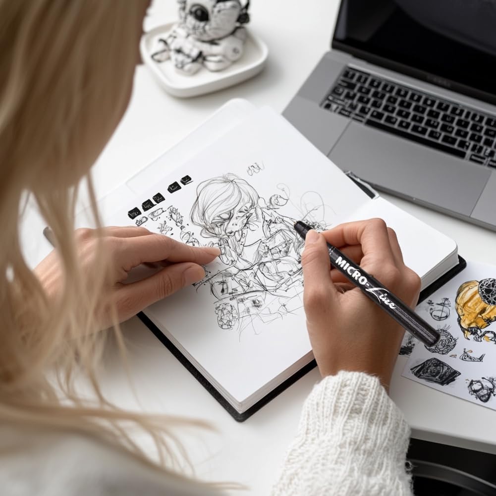 dainayw Micro-Pen Fineliner Ink Pens, 13 Pack Black Micro Fine Point Drawing Pen Waterproof Archival Ink Multiliner Pens for Artist Illustration, Sketching, Technical Drawing, Anime, Manga