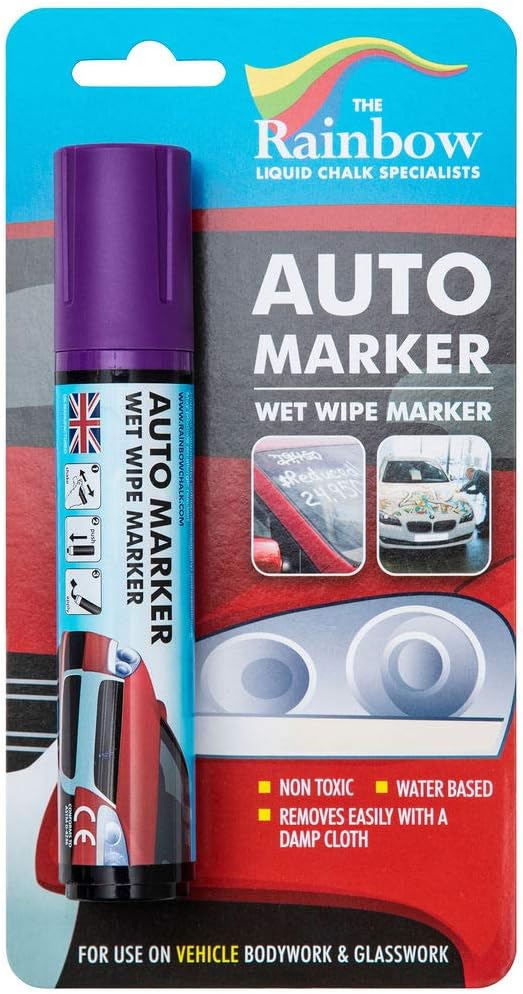 Window Markers for Glass Washable Car Window Paint Pen- Dry Erase Liquid Chalk Marker Car Decorations on All Surfaces, Tire, Windshield - Auto Marker, Autowriter, Rain Resistant (Purple, Jumbo Tip)