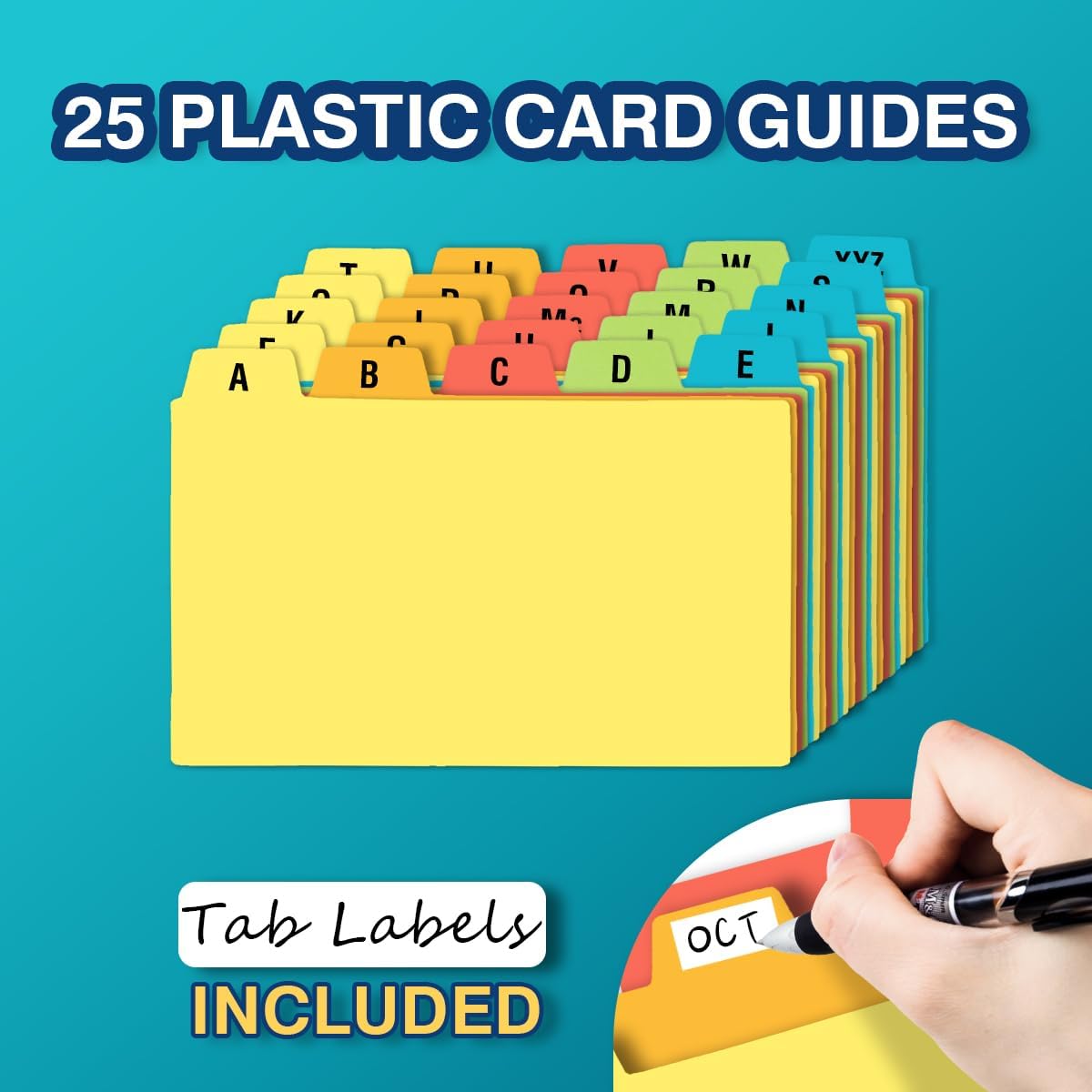 H4D 3x5 Index Card Holder with 100 Heavyweight Ruled Index Cards and 25 Plastic Dividers, Lime Green