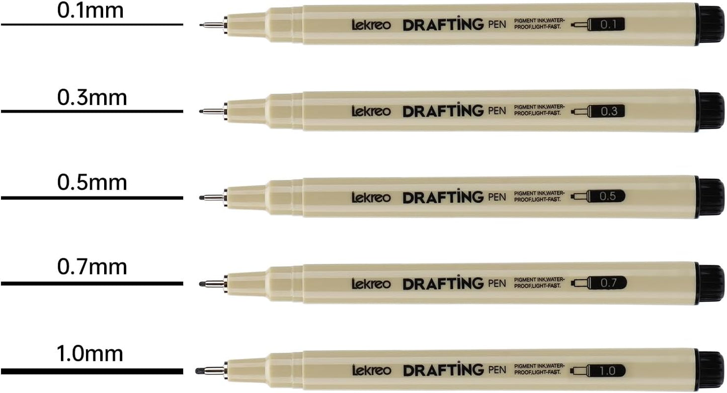 5-Piece Fineliner Pen, Assorted Point Sizes 0.1 to 1mm Ultra Fine Tips Pens, for Art, Writing & Bullet Journaling - Assorted 5 Point Sizes (5 Point Sizes)