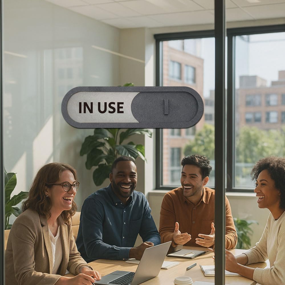 GEEKBEAR In Use Available Slider Door Sign for Home Office - Premium MDF, 7.5 x 2.2 in (Blue)