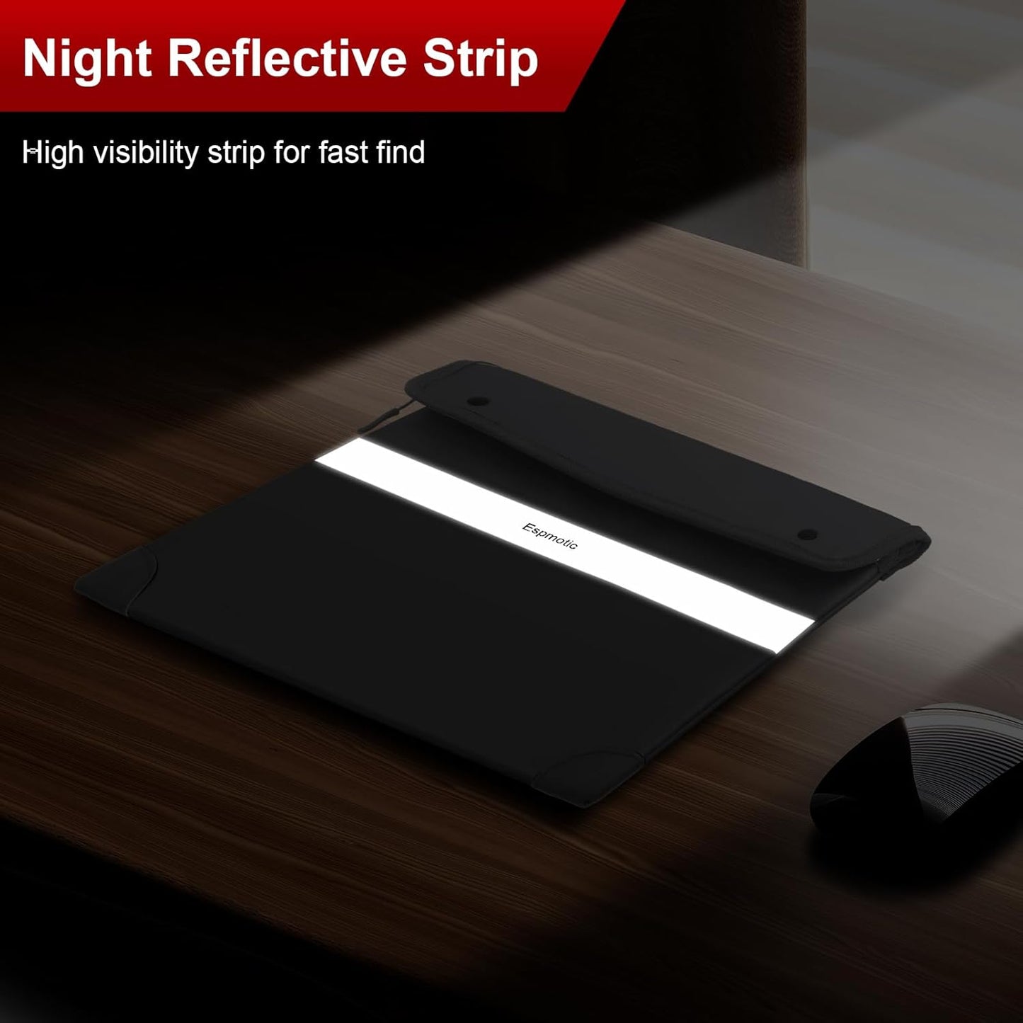 Fireproof Document Bag – 5200°F Heat-Resistant, 14.2" x 10.6" Waterproof Money Pouch with 8-Layer Protection, Zipper and Snap Closure, Reflective Strip for Quick Access, Black