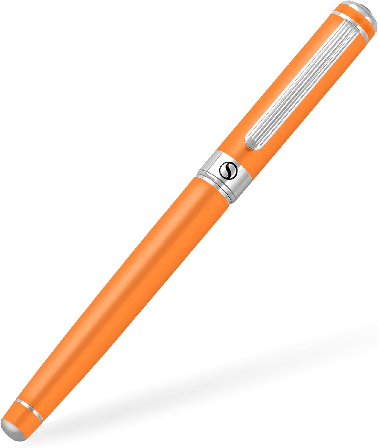 Scriveiner Orange Rollerball Pen - Stunning Luxury Pen With Chrome Finish, Schmidt Ink Refill, Best Roller Ball Gift Set for Men & Women, Professional, Executive Office, Nice Pens