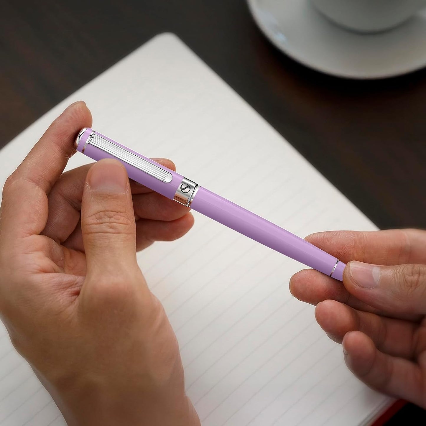 Scriveiner Lavender Rollerball Pen - Stunning Luxury Pen With Chrome Finish, Schmidt Ink Refill, Best Roller Ball Gift Set for Men & Women, Professional, Executive Office, Nice Pens