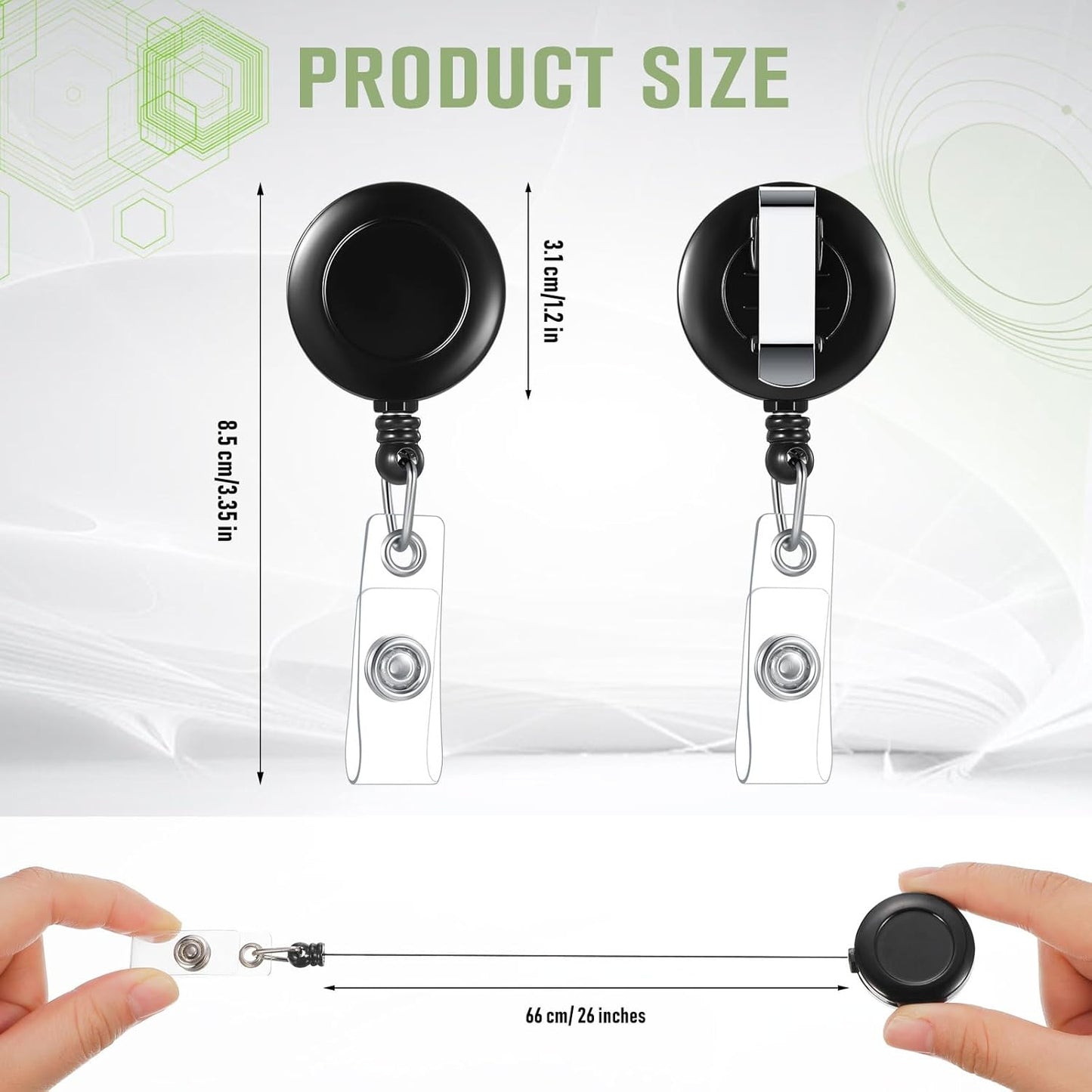 Handepo 300 Pcs Retractable Badge Reels Bulk, Black Retractable Badge Clip ID Holder Key Ring Clip for Office Students Teachers Doctor Nurse Employees Name ID Card Holder Key Card