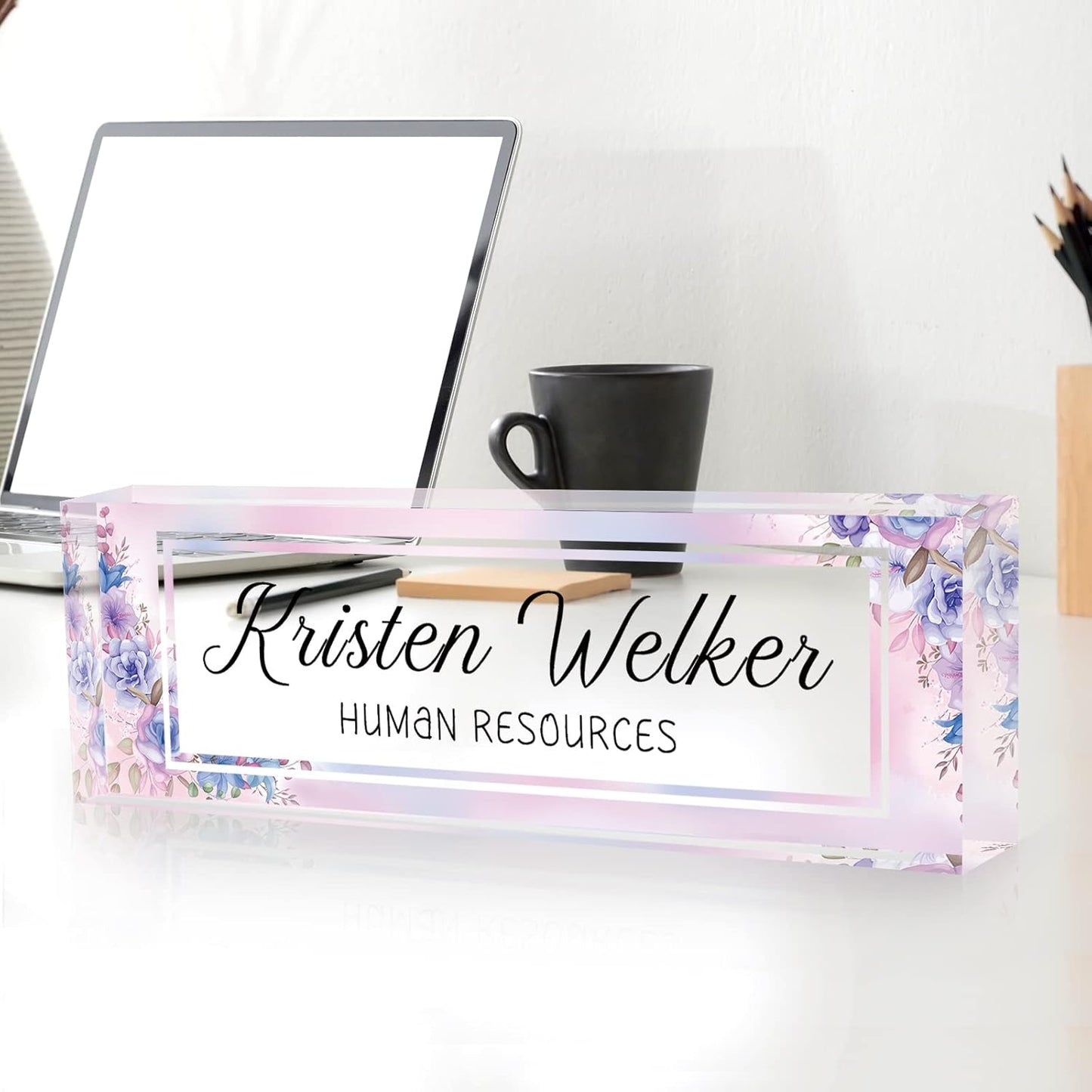 Gowelly Office Desk Name Plate Personalized |Custom Name Plates for Desk| Custom Employee Appreciation Gifts | Office Gifts for Women, Boss, Employee, Teacher, Social Worker-8