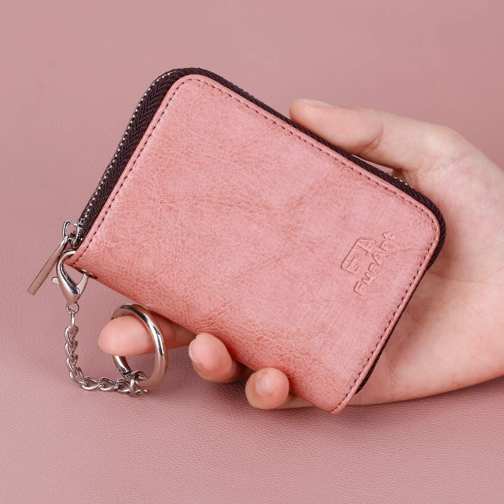 FurArt Zipper Wallet Women, RFID Blocking Credit Card Wallet, Business Card Holder, Compact Size KeyChain Wallet