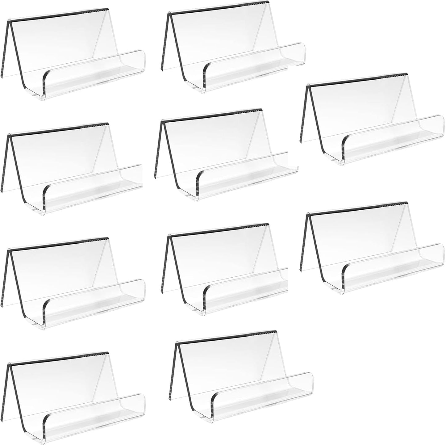 10 Pack Acrylic Business Card Holder for Desk, Business Card Stand Desktop Business Card Holders for Exhibition，Office Acrylic Business Card Stand Display