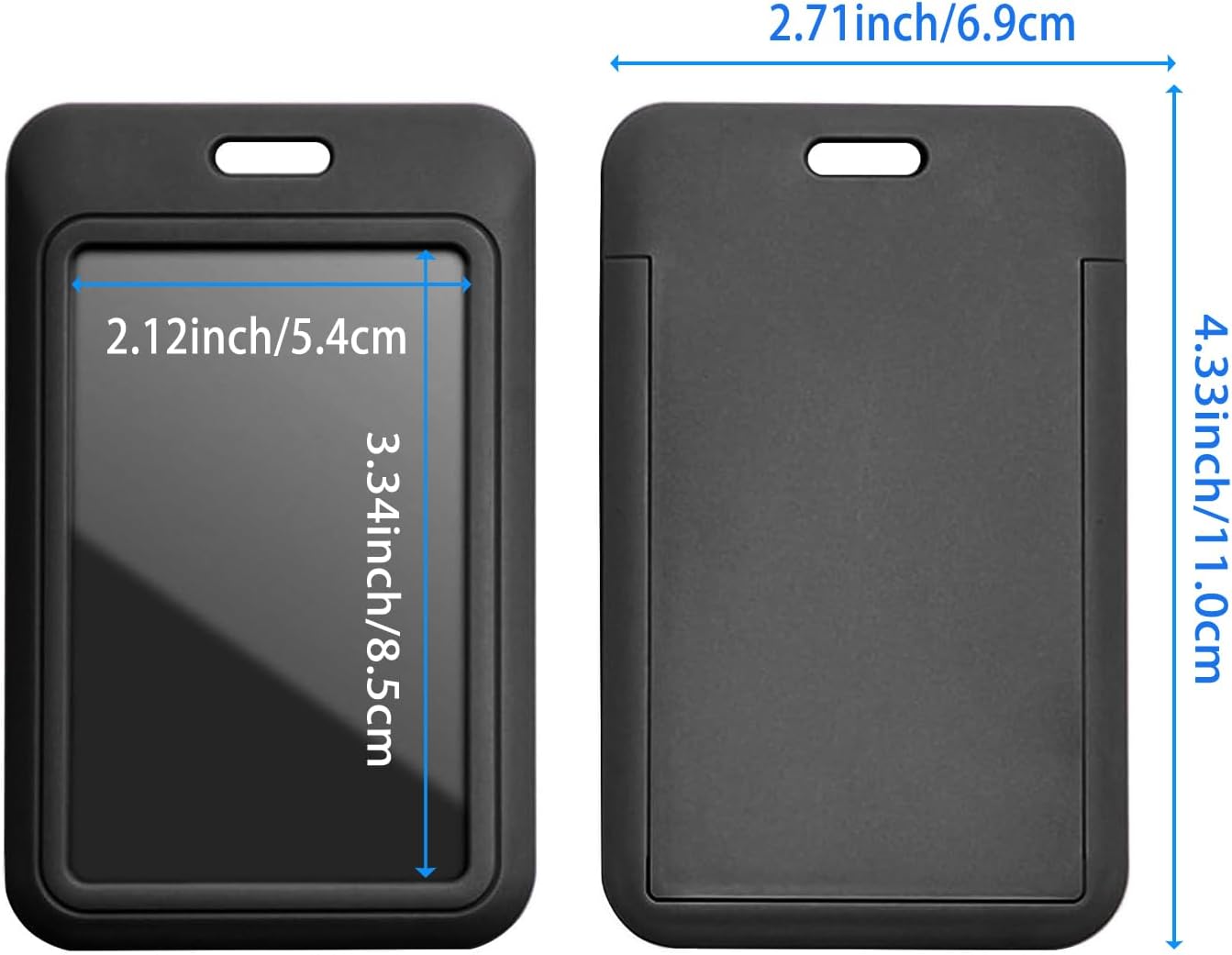 15 Pack Sliding ID Badge Holder Vertical Hard Plastic Card Case Protector Pouch,for Office School ID Credit Cards Proximity Work Badge Sleeve Key Cards Driver's Licenses (Black)