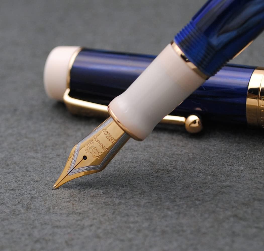 JINHAO 100 Fountain Pen with Ink Converter (Medium Nib 0.7mm, Galaxy Blue-B)
