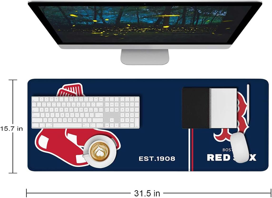 Generic Baseball Mouse Pad Extended Large Gaming Desk Pad 31.5 x 11.8 Inch, XL Mousepad Topographic Mouse Pad with Anti-Slip Rubber Base for Boston Home Office