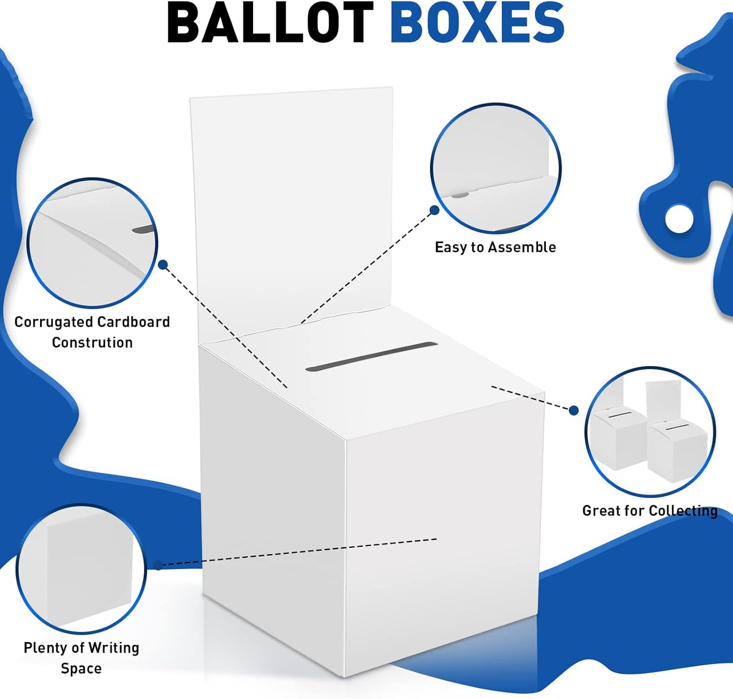 12 Pack Raffle Box Donation for Fundraising, Ballot Cardboard Boxes with Slot for Ticket and Removable Header Charity for Collecting Business Card Voting Contes, 6 x 6 x 6 Inch