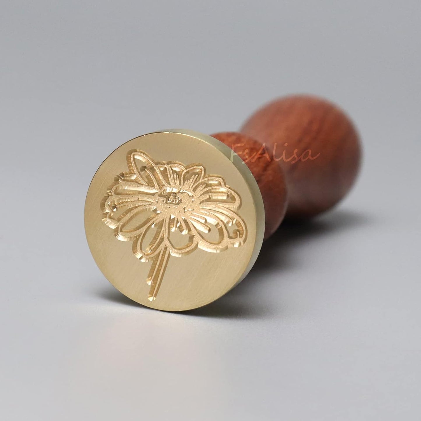 FsAlisa 6-Piece Copper Seals Stamp Set + Wooden Hilt, Vintage Sealing Wax Stamp Kit with Gift Box for Invitations, Cards, Letters, Envelopes, Wine Packages