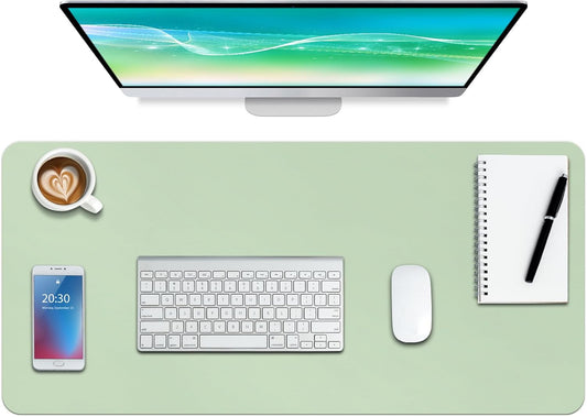 Boutilon Leather Desk Pad Protector,Non-Slip Mouse Pad,Laptop Desk Pad,Office Mouse Mat,Waterproof Leather Desk Blotter,Desk Writing Pad for Office and Home (S-Green,24"x 14")