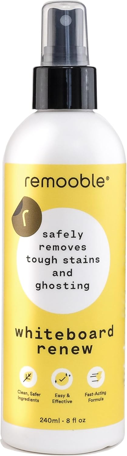 Remooble Dry Erase Whiteboard Cleaner Spray - Safely Removes Tough Stains and Ghosting, 8 oz.
