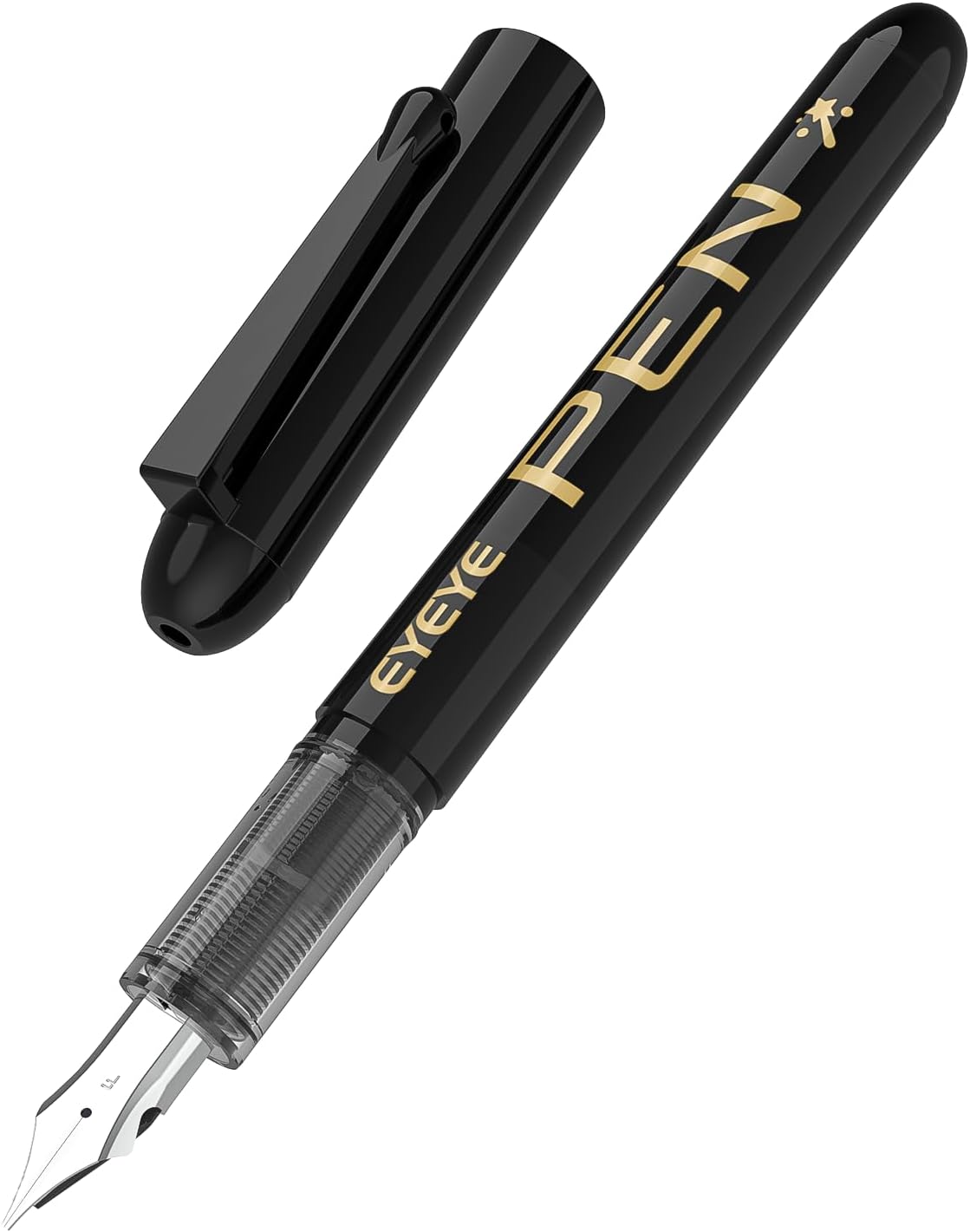 EYEYE Disposable Fountain Pens Fine Point, 4 Black 4 Blue Fountain Pens or Writing, Stainless Steel Nib, Smooth Writing for Calligraphy, Journaling, Drafting, Sketching, Doodling & Office Supplies