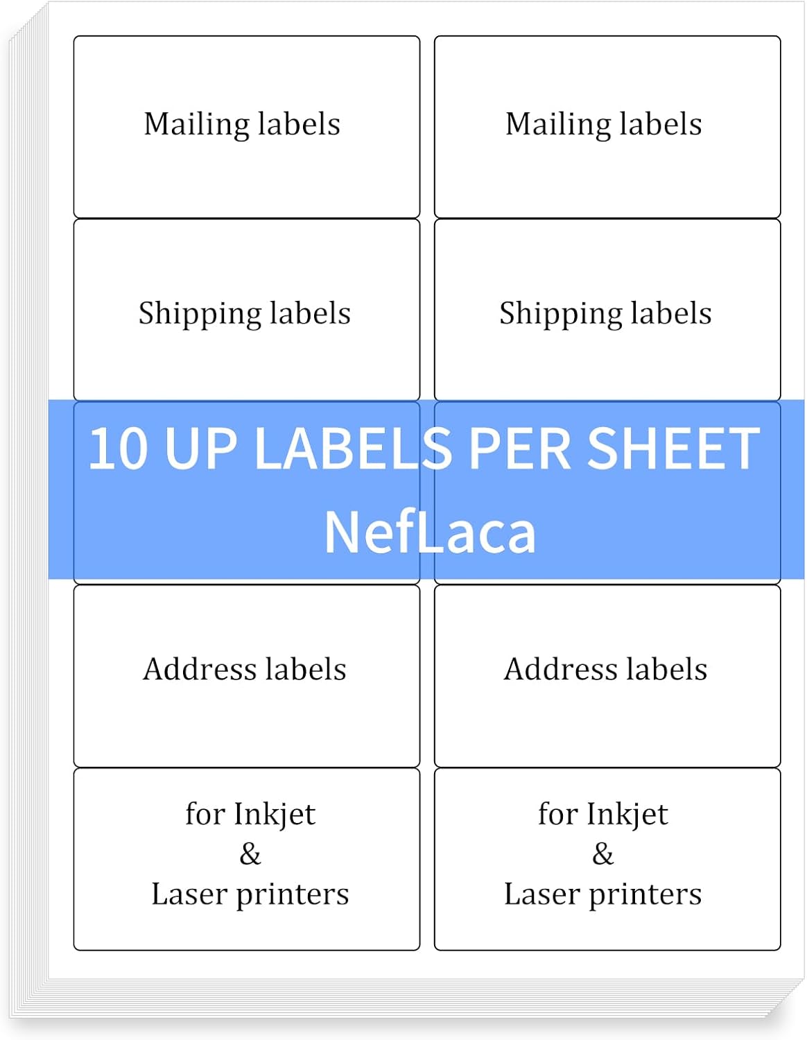 2"x4" Shipping Address Labels, 10-UP Blank Mailing Labels, White Self-Adhesive Customized Stickers for Inkjet and Laser Printer [200 Sheet, 2000 Labels]