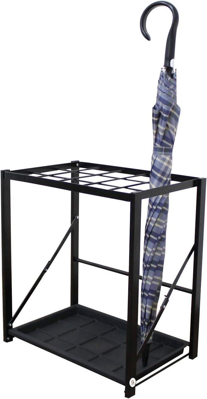 Folding Umbrella Storage Stand Rack Holder Organizer Free Standing Industrial Umbrella Rack for Entryway Home Commercial Office Hotel Entry Hallway Patio Décor with Removable Drip Tray