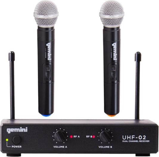 Gemini UHF Wireless Microphone Bundle – Professional Handheld & Lapel Mics, Dual-Channel Receiver, Long Range for Live Performance & Presentations (Hand Held Frequencies 3 + 4)