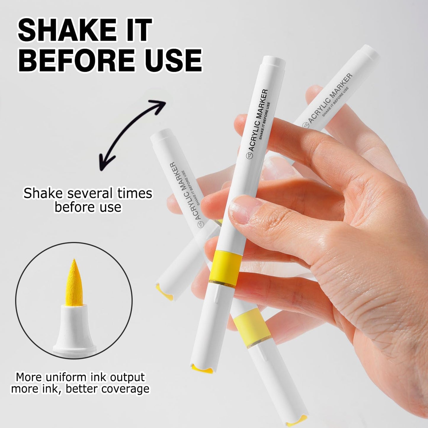 ROSYMENG Acrylic Paint Markers, 154 Colors + 8 Metal Colors - Large Ink Capacity, High Coverage with Brush Tip Acrylic Paint Pens, Suitable for Wood, Glass, Rock, and Fabric - Student School Supplies