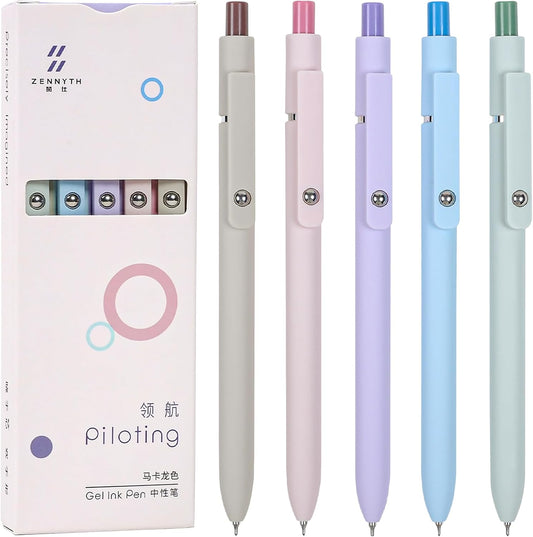 Gel Pens, 5Pcs 0.5mm Fine Point Pens With Smooth Wirting,Quick Dry Aesthetic Pens For Journaling, Ballpoint for Office School Supplies,Gifts for Women Men Student(Sugar)