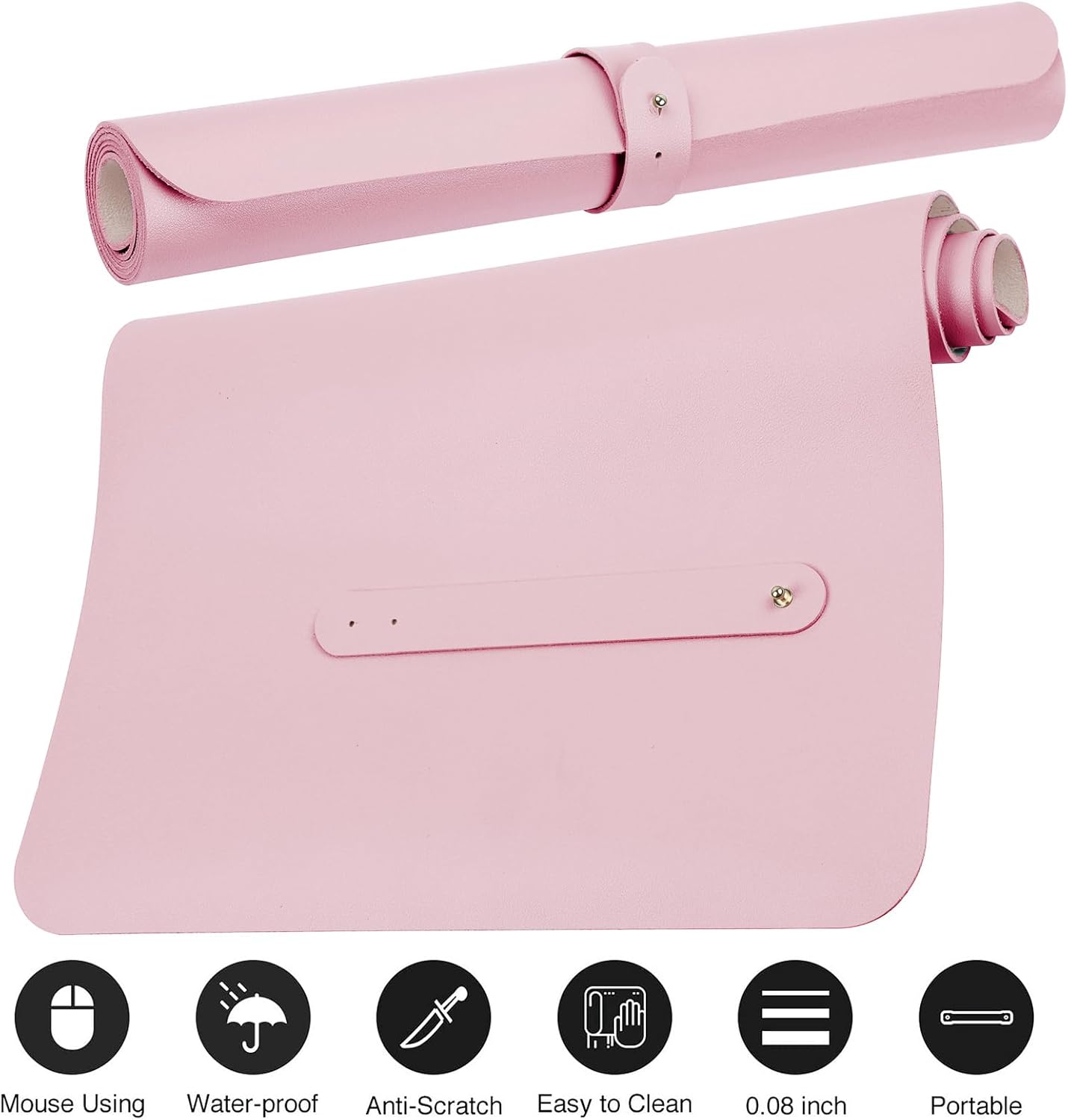 Boutilon Leather Desk Pad Protector,Non-Slip Mouse Pad,Laptop Desk Pad,Office Mouse Mat,Waterproof Leather Desk Blotter,Desk Writing Pad for Office and Home (XL-Light Pink,35.4"x 15.7")