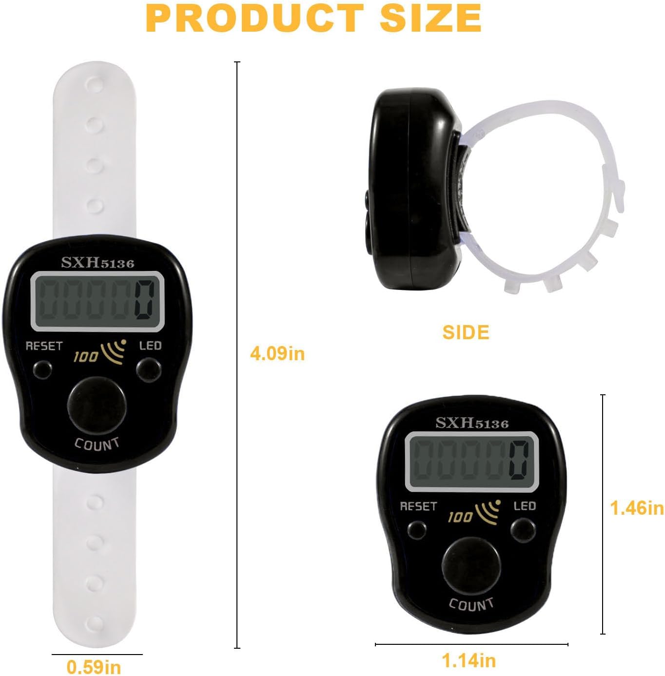 Finger Counter Click Manual Digital clicker, 5pack Stitch Tally Knitting Counters Led Re-settable Digits Pitch Electronic LCD Display finger Number Counter Fr Row, People, Score, Inventory,Crochet