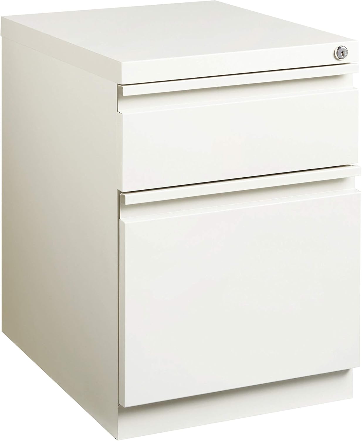 20 Inch Metal 2 Drawer Full Pull, for Home and Office, Holds Letter Width Hanging Folders, 20" Deep Box File Mobile Pedestal File, White