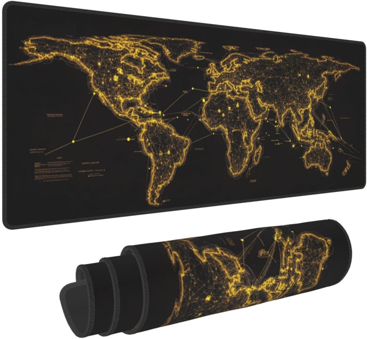 Map Mouse Pad 31.5 X 11.8 Inch Big Desk Rubber Base Stitched Edges Keyboard Pad XXL Mouse Mat for Home Game and Office