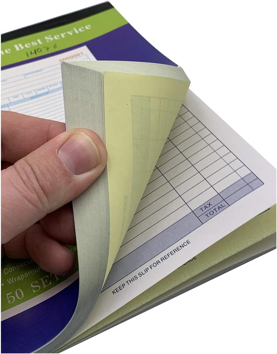 10 Pack Large Sales Order Book Receipt Invoice Duplicate Carbonless 50 Sets 5.9/16" X 8.7/16" (10 pck Vertical)