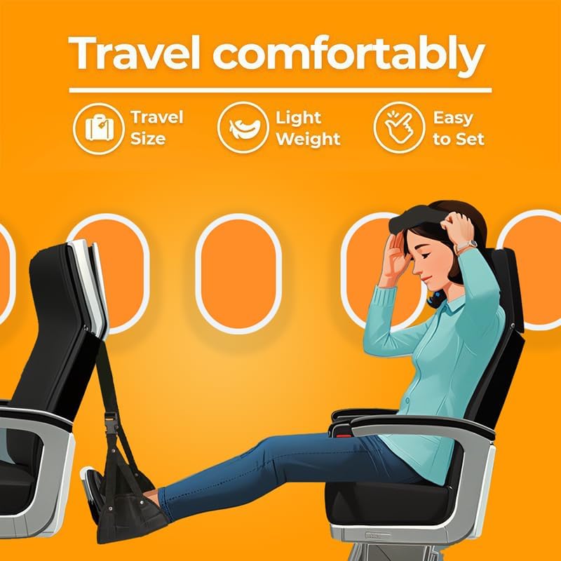 Foot Hammock for Plane Travel Accessories,Comfortable and Portable Airplane Foot Hammock,with Eye Mask and Earplugs,- Airplane Travel Essentials to Relax Your Feet