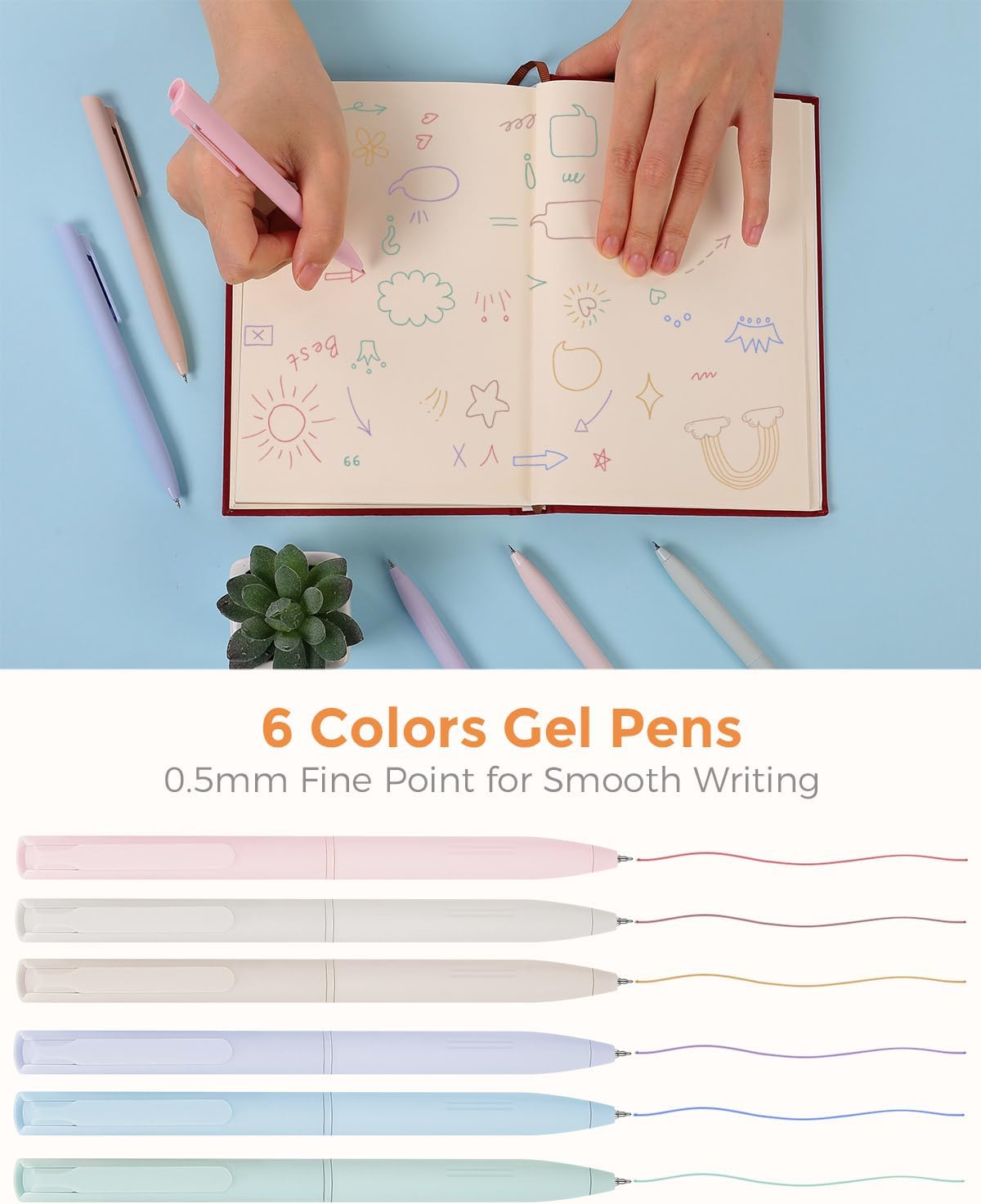 SKYDUE Cute School Supplies 44 PCS, Aesthetic Pencil Case with 12 Pastel Highlighters, 5 Black Gel Pens, 6 Color Gel Pens & Mechanical Pencils, College Essentials Students Stationary Set Purple